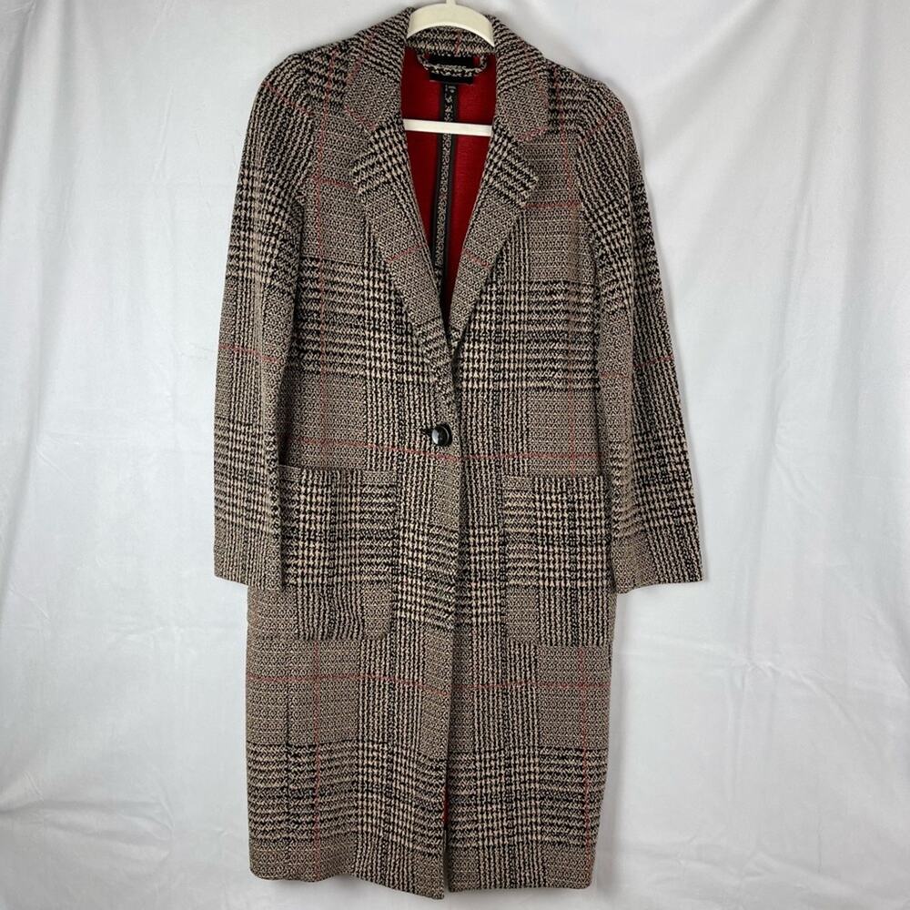 Express Plaid Knit Car Coat Size XS